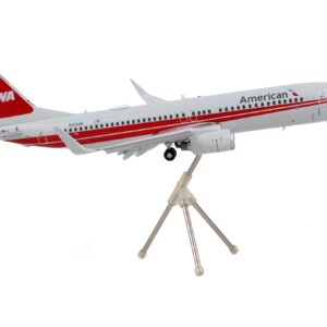 Boeing 737-800 Commercial Aircraft with Flaps Down "American Airlines - Trans World Airlines" Gray with Red Stripes "Gemini 200" Series 1/200 Diecast Model Airplane by GeminiJets