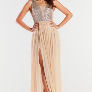 beige - Long dress model 174302 awama