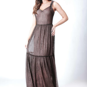 beige - Long dress model 184332 Marselini