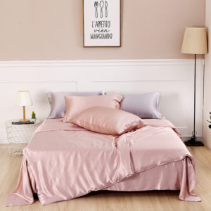 Color: Lotus pink, Size: 1.5m flat sheet - Silk Four Piece Set, Solid Color, Simple Nordic Style