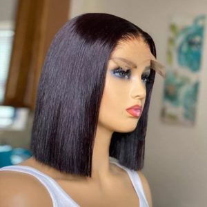 style: 4x4bob wigs150, Wig size: 8inch - Real Lace Headband Human Hair Silk