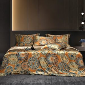 Pattern: Misty Rilla, Dimensions: 220x240cm - Bed Silk Four-piece Set