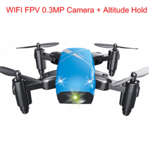 Color: Blue, style: Camera - Micro Foldable RC Drone 3D Bearing Steering Wheel Remote Control Quadcopter Toys With Camera WiFi APP Control Helicopter Dron Kids Gift