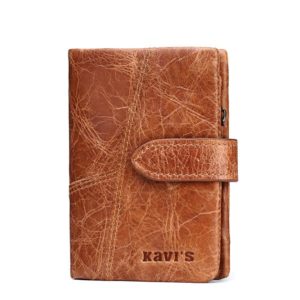 Color: Brown, Size: M - KAVIS Genuine Leather Women Wallet Female Long Clutch Lady Walet Portomonee Rfid Luxury Brand Money Bag Magic Zipper Coin Purse