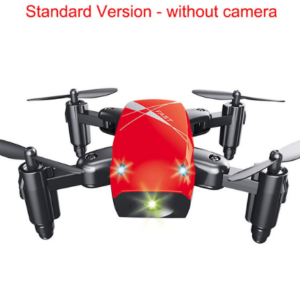 Color: Red, style: Without camera - Micro Foldable RC Drone 3D Bearing Steering Wheel Remote Control Quadcopter Toys With Camera WiFi APP Control Helicopter Dron Kids Gift