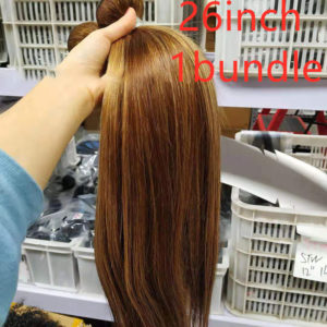 Color: 26inch 1bundle - Highlight bundles with closure straight brazilian human hair