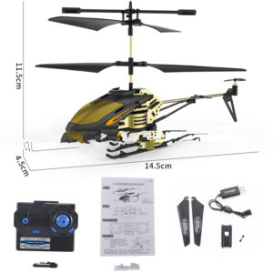 Color: Yellow gold - Through Alloy Anti-Fall Remote Control Aircraft, Aviation Model Children'S Toy Cross-Border Helicopter