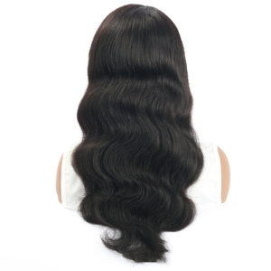 Color: Black, Wig size: 16inch - Popular In Europe And America Human Hair Body Wave lace Wig