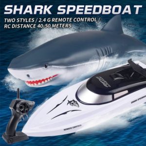 2021 New Electric Shark RC Boat Vehicles Waterproof Swimming Pool Simulation Model Toys 2 In 1 High-speed Remote Control Boat