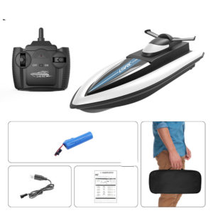 Color: Black, style: 1battery - RC Boat Toy High Speed Racing Boat Waterproof 2.4G Electric Radio Dual Motor Sensitive Steering Remote Control Speedboat Gifts