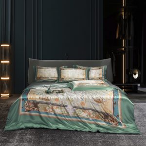 Pattern: Heavenly Palace, Dimensions: 220x240cm - Bed Silk Four-piece Set