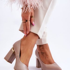 beige - Block heel pumps model 177681 Step in style