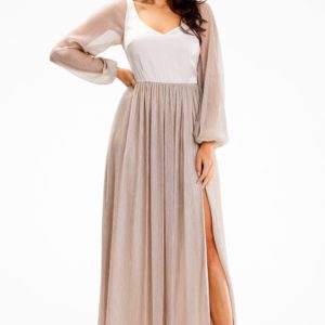 beige - Long dress model 189440 awama