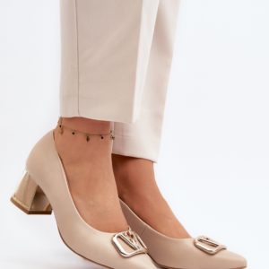 beige - Block heel pumps model 192299 Step in style