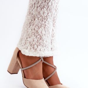 beige - Block heel pumps model 198518 Step in style