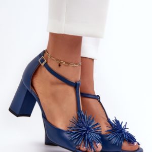 navy blue - Heel sandals model 198792 Step in style