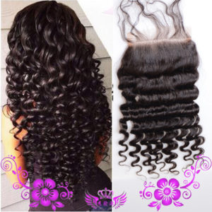 Size: 18inch - Live-action Wigs Hand-woven Human Hair Block Deep Wave Closure Full Lace Wig