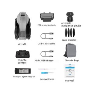 Color: White, format: 3 Batteries - Brushless Obstacle Avoidance Folding Quadcopter
