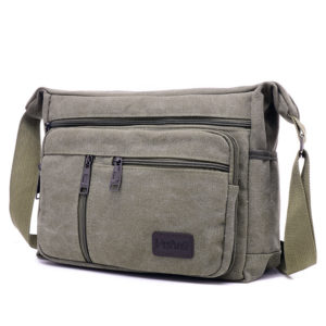 Color: Large Army Green - Canvas bag men's horizontal shoulder bag
