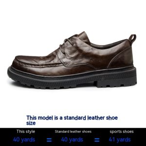 Color: Brown, size: 41 - Casual Leather Shoes Men's Summer New Lace Up Round Toe Cowhide