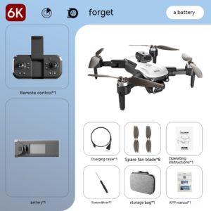 Color: 6K, format: Two batteries - Folding UAV Obstacle Avoidance Optical Flow Hover Quadcopter Electric Lens Remote Control