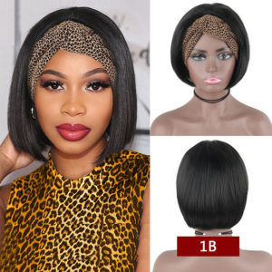Color: Photo color, Size: 8inch - Headband Wig Human Hair Straight Bob Wigs
