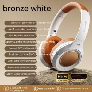 Color: Bronze White, Set meal: Package A - Wireless Bluetooth Headset With Long Battery Life