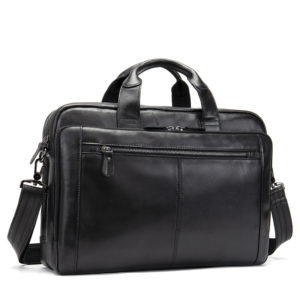 Color: Black - Men's Hand-carrying Genuine Leather Briefcase