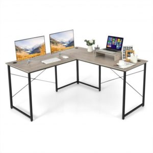 95 Inch 2-Person L-Shaped Long Reversible Computer Desk