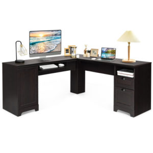 66 Inch L-Shaped Writing Study Workstation Computer Desk