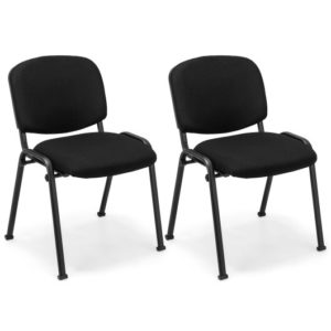 Office Chair with Metal Frame and Padded Cushions for Conference Room-Set of 2 - Color: Black