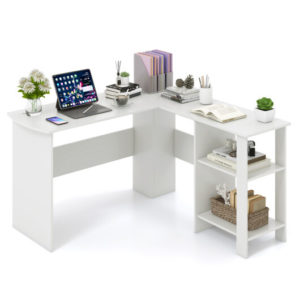 Large L-shaped Computer Desk With 2 Cable Holes And 2