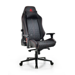Adjustable Gaming Chair with Gas Lift 4D Armrest and Lumbar Support-Black - Color: Black