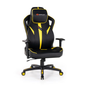 Ergonomic Gaming Chair with Adjustable Height and Reclining Backrest-Yellow - Color: Yellow