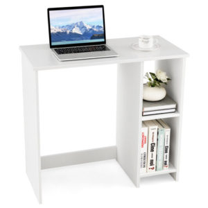 31.5 Inch  Modern Home Office Desk with 2 Compartments-White - Color: White