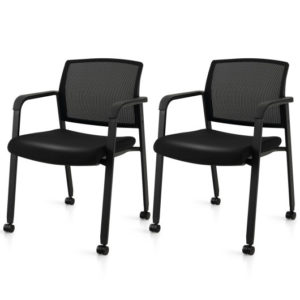 Set Of 2 Stackable Rolling Office Chairs With Mesh