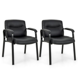 Waiting Room Chair No Wheels Set of 2-Black - Color: Black