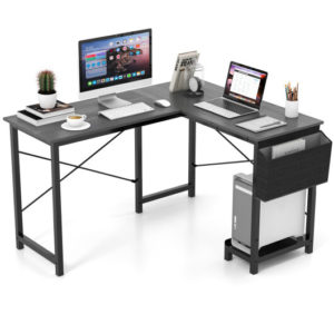 Modern Reversible Computer Desk with Storage Pocket and CPU Stand for Working Writing Gaming-Dark Gray - Color: Dark Gray