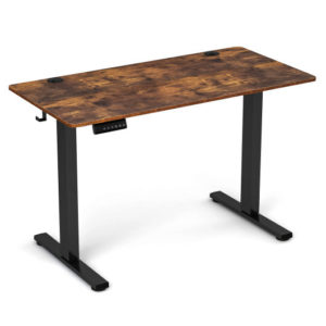 Electric Standing Desk with 3 Memory Height Settings and 2 Hanging Hooks & Cable Management-Rustic Brown - Color: Rustic Brown