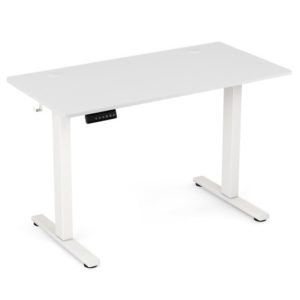 Electric Standing Desk with 3 Memory Height Settings and 2 Hanging Hooks & Cable Management-White - Color: White