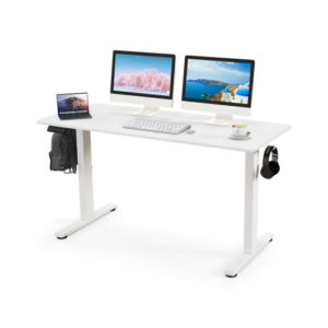 55 x 24 Inches Sit Stand Home Office Desk with 3 Memory Height Settings-White - Color: White