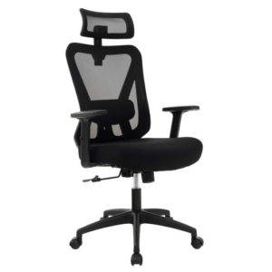Mesh Ergonomic Office Chair Adjustable Swivel Task Chair with Rocking Backrest-Black - Color: Black
