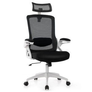Adjustable Swivel Task Chair Ergonomic Office Chair with Adjustable Lumbar Support-White - Color: White