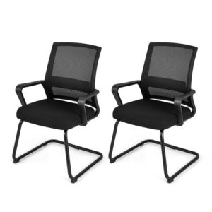 Office Guest Chair with Lumbar Support for Waiting Room-2 Pieces - Color: Black