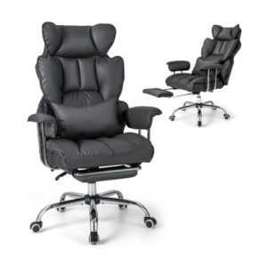 Big and Tall Executive Office Desk Chair with Footrest-Gray - Color: Gray
