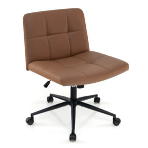 Height-adjustable Armless Desk Chair with Wheels for Home Office Make Up-Brown - Color: Brown