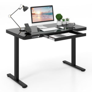48-Inch Height Adjustable Electric Standing Desk with Drawer-Black - Color: Black