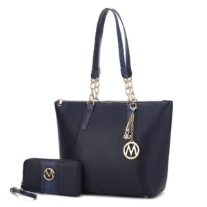 MKF Collection Ximena Vegan Leather Women Tote Bag with matching Wristlet Wallet by Mia k