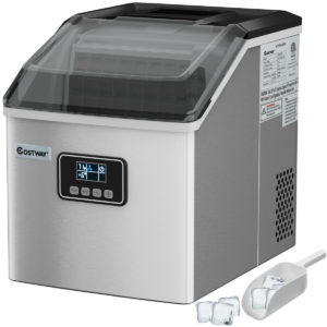 48 lbs Stainless Self-Clean Ice Maker with LCD Display - Color: Silver