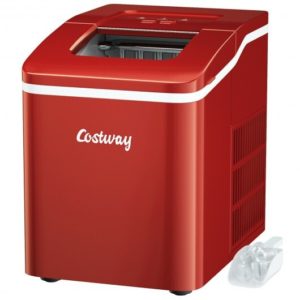 Portable Countertop Ice Maker Machine with Scoop-Red - Color: Red